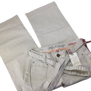 Jag Jeans NWT Wallace Crop Mid Rise Wide Leg Stone Size 0 Khaki Tie Waist Twill